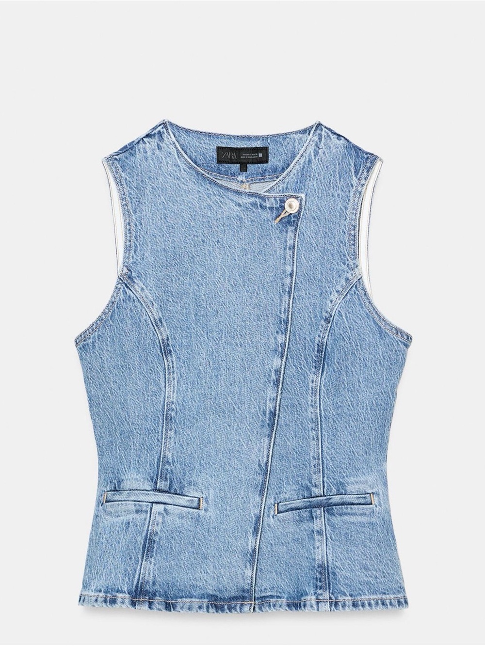 Zara Light Blue Sleeveless Denim Vest